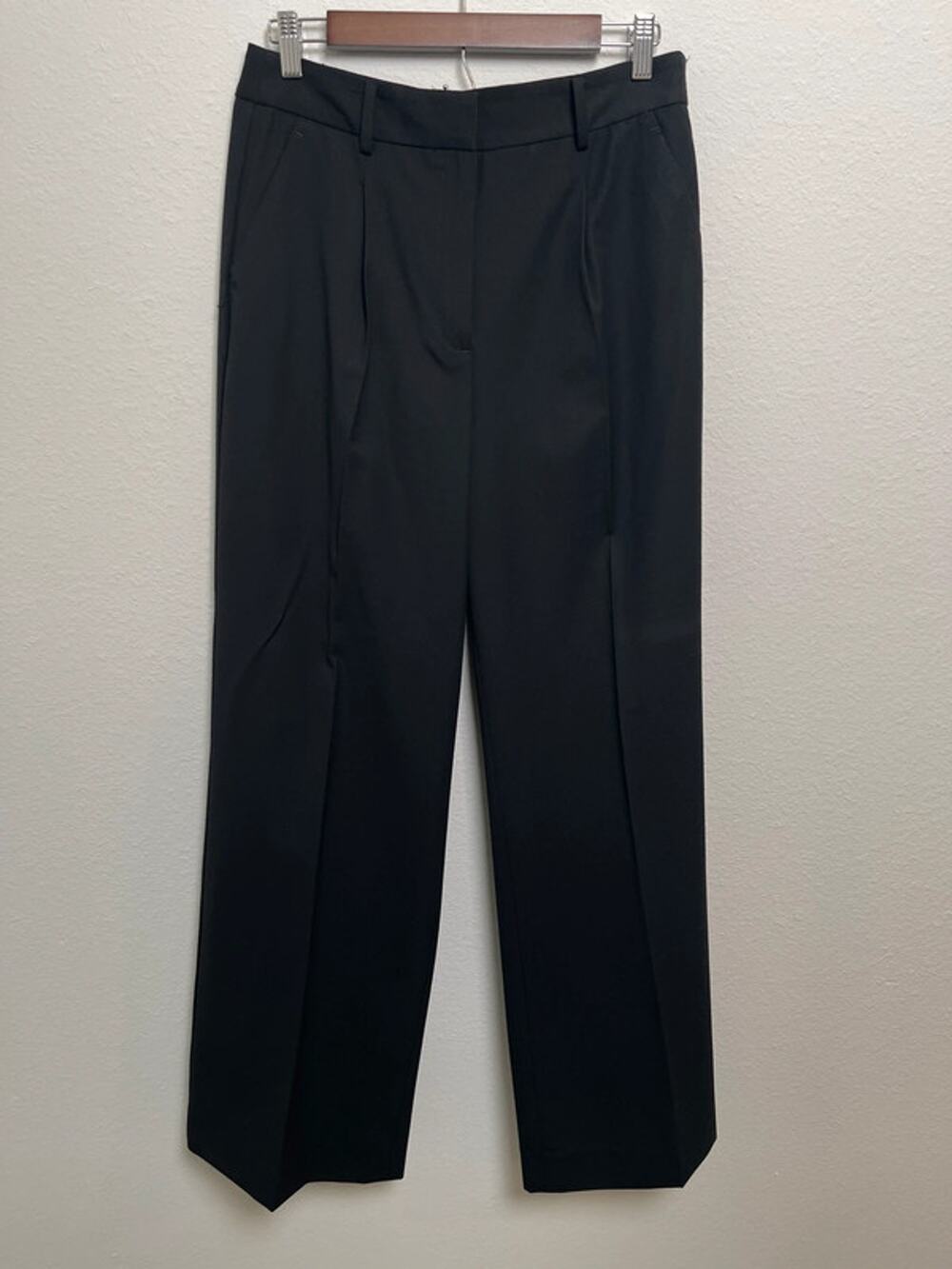 Talbots Black Wide Leg Wool Blend Pants Women Size 6 Stretch Trouser Slacks